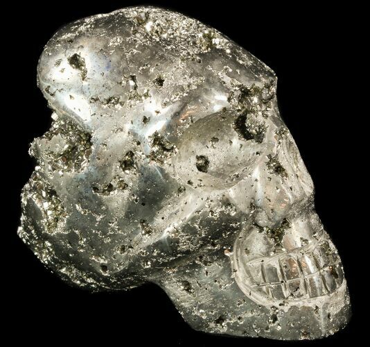 Polished Pyrite Skull With Pyritohedral Crystals #50989